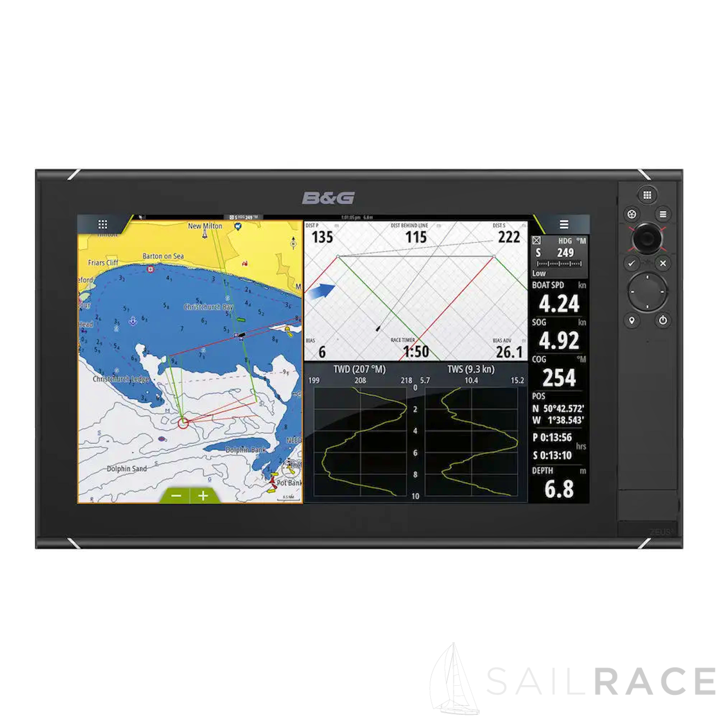 B&G The Zeus³-16 is an easy-to-use chartplotter navigation system for blue water cruisers and regatta racers