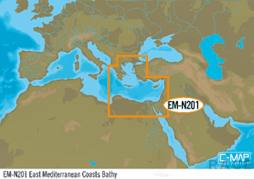 C-MAP EM-N201 : East Mediterranean Coasts Bathy