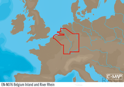 C-MAP EN-Y076 - Belgium Inland And River Rhein - MAX-N+ - European - Local