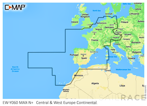C-MAP MAX-N+ Continental Chart -Central & West Europe Continental