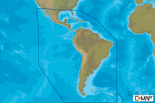C-MAP SA-N038 : MAX-N C: SOUTH AMERICA AND CARIBBEAN CONTINENTAL : Central and South America . Continental